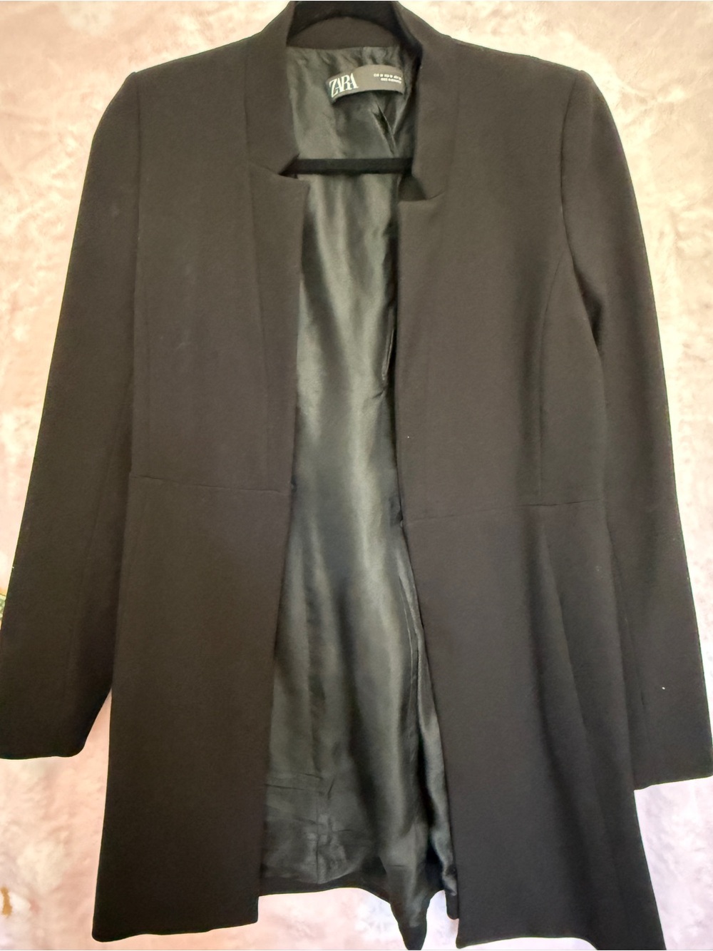 ZARA Black Women's Coat with Structured Collar - Picture 2 of 5